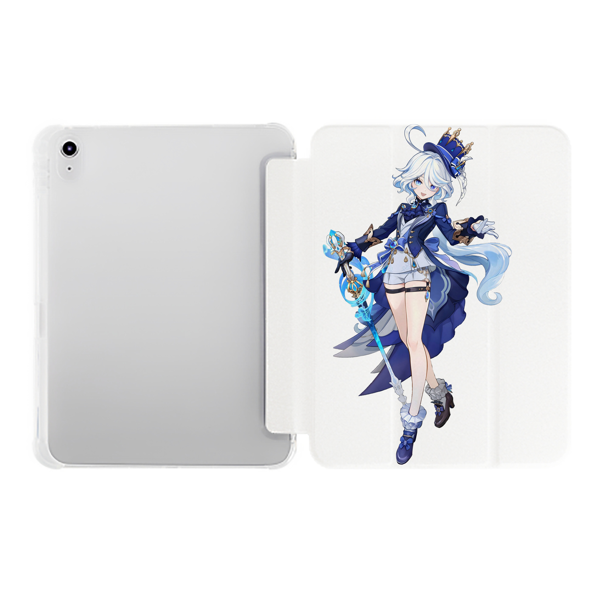 げんし神 フリーナ genshin Furina IPad ケース ペン収納付き 三つ折りスタンド PUレザー×シリコン 対応機種9.5/10.5/10.9インチ